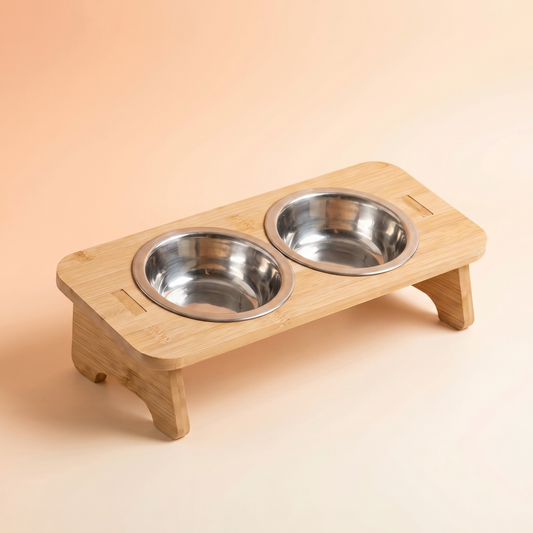 Elevated Bamboo Pet Bowl Stand
