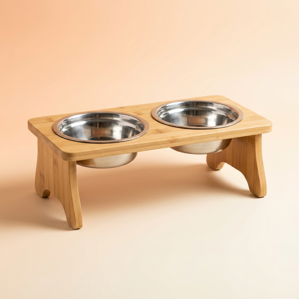 Elevated Bamboo Pet Bowl Stand