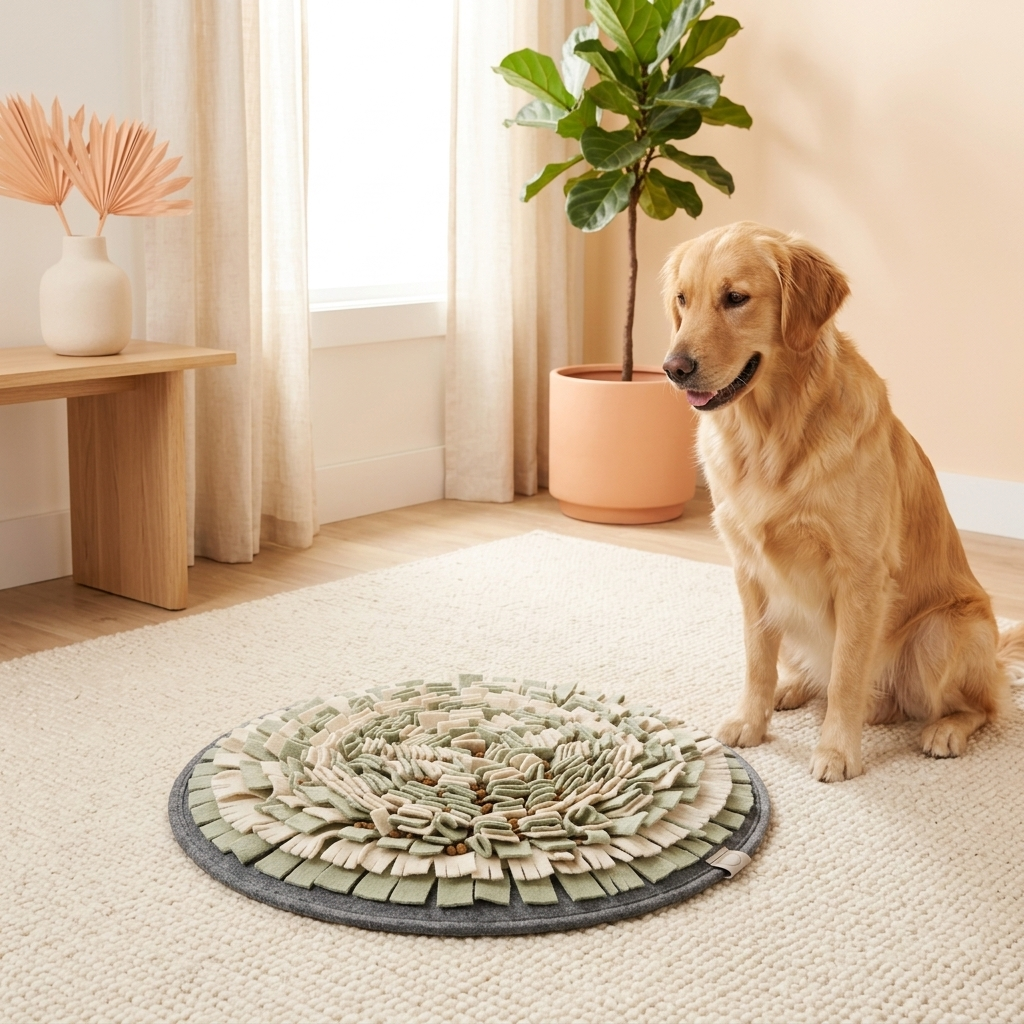 Snuffle Mat Enrichment Feeder in use