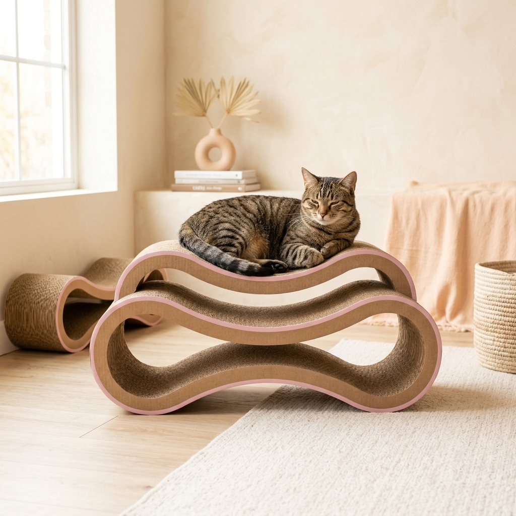 Tri-Level Cat Scratcher Lounge in use
