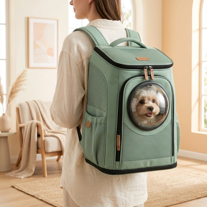 Foldable Travel Pet Carrier Backpack in use