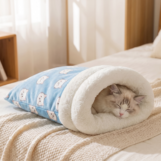 Cozy Burrow Cat Sleeping Bag - Lovely Bear