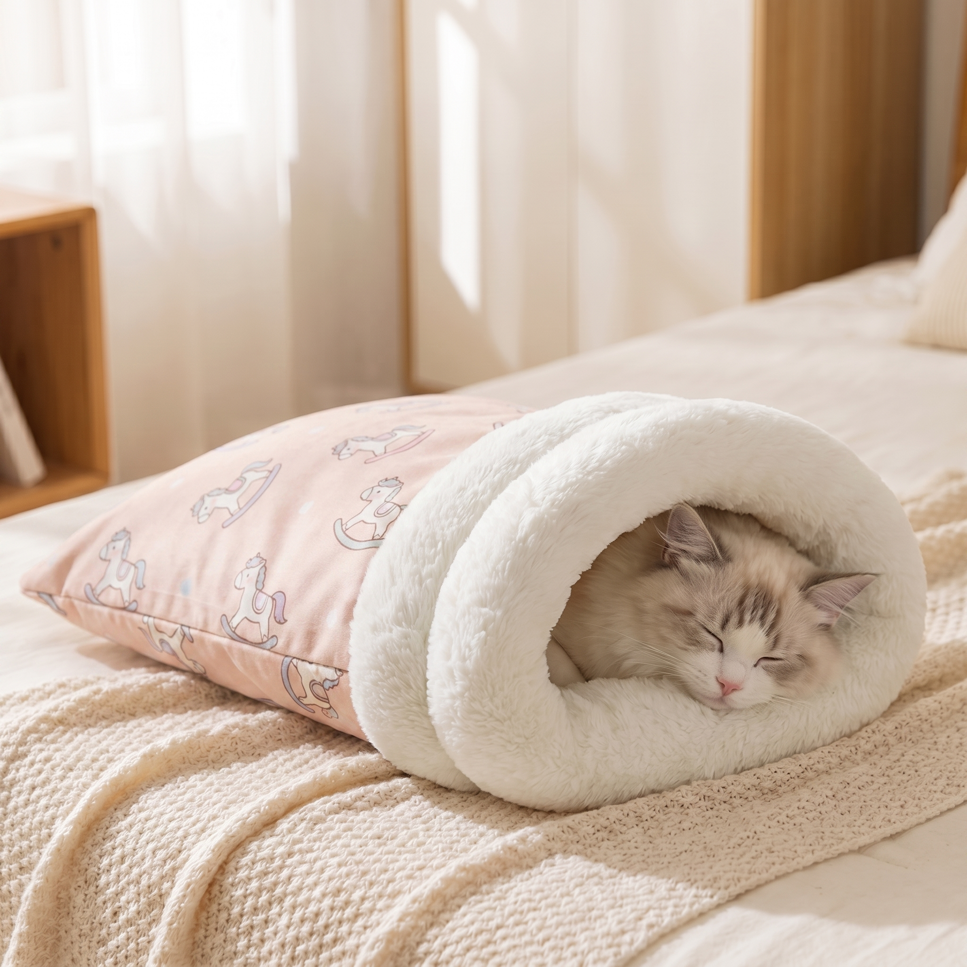 Cozy Burrow Cat Sleeping Bag - Rocking Pony