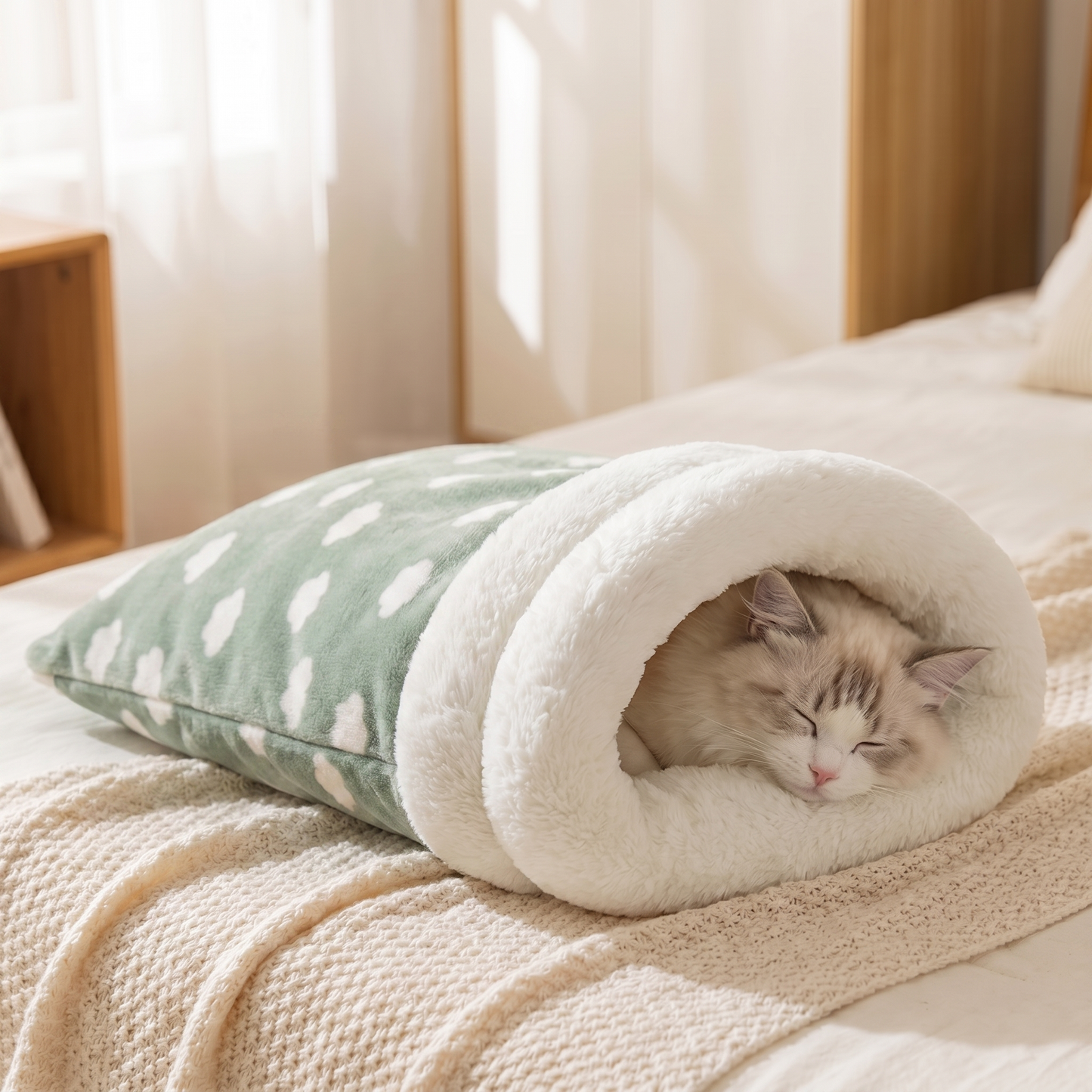 Cozy Burrow Cat Sleeping Bag - Cloud Dot