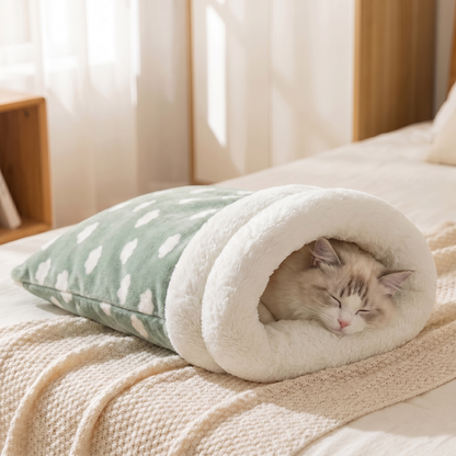 Cozy Burrow Cat Sleeping Bag - Cloud Dot